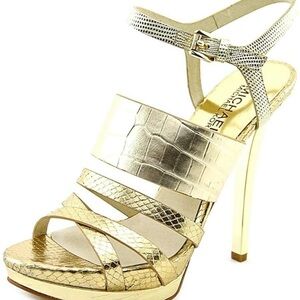 Michael Kors Nadja platform metallic gold heels 7.5